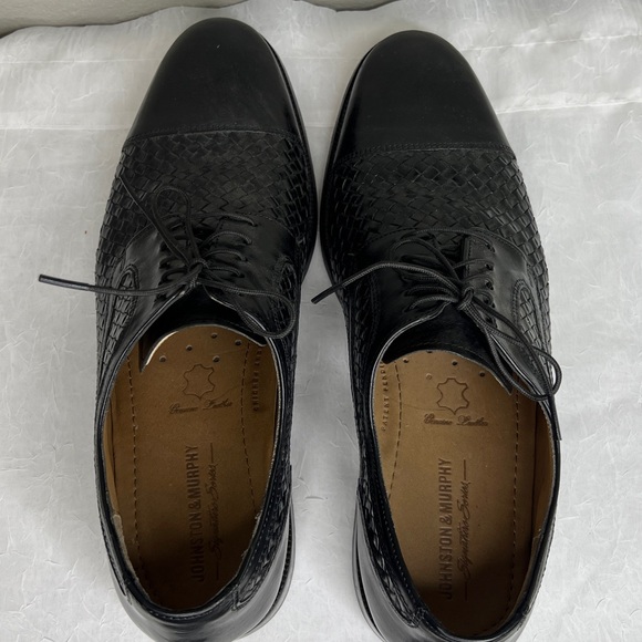 Johnston & Murphy Ellsworth Cap Toe Black Leather Oxford Shoes Size 9M - Picture 6 of 13